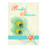 Coeur de bijou de plume de paon épousant la douche bristol