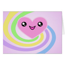 Coeur de carte d'anniversaire de Kawaii