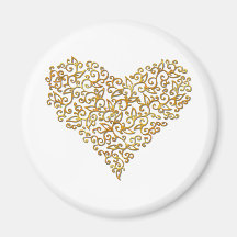 Coeur de dentelle d'or magnets pour réfrigérateur
