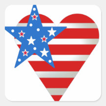 Coeur de drapeau américain sticker carré