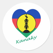 Coeur de drapeau de Kanaky Autocollants Ronds