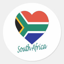Coeur de drapeau de l'Afrique du Sud Autocollants Ronds