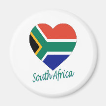Coeur de drapeau de l'Afrique du Sud Aimant Pour Réfrigérateur
