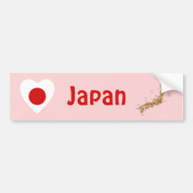 Coeur de drapeau du Japon + Adhésif pour pare-choc Autocollants Pour Voiture