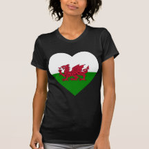 Coeur de drapeau du Pays de Galles T-shirts