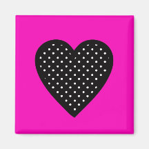Coeur de noir de point de polka avec l'arrière - p magnets pour réfrigérateur