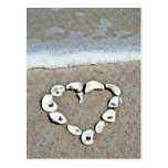 Coeur de plage dans les coquillages cartes postales
