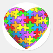 Coeur de puzzle d'autisme autocollant