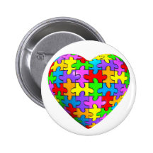 Coeur de puzzle d'autisme badges avec agrafe