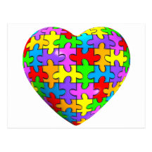 Coeur de puzzle d'autisme cartes postales