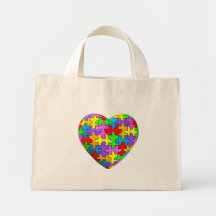 Coeur de puzzle d'autisme sacs fourre-tout