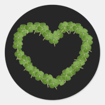 Coeur de shamrock de trèfle de quatre feuilles adhésif rond