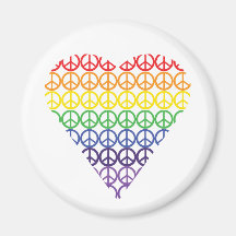 Coeur de signe de paix d'arc-en-ciel magnets pour réfrigérateur