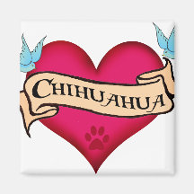 Coeur de tatouage de chiwawa magnets pour réfrigérateur