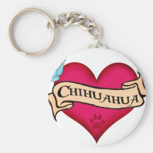 Coeur de tatouage de chiwawa porte-clés