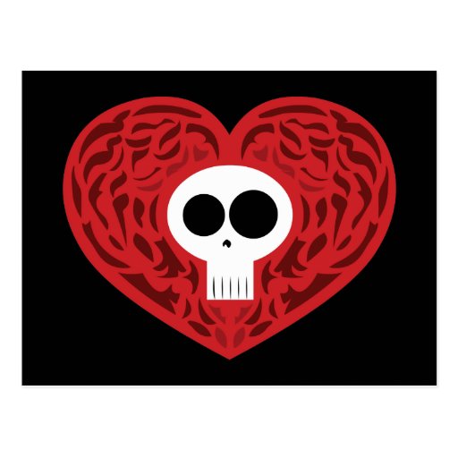 Coeur de tatouage de crâne cartes postales