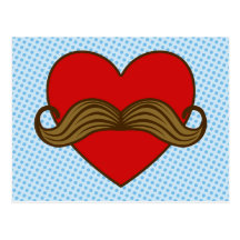 Coeur de Valentine de moustache Cartes Postales