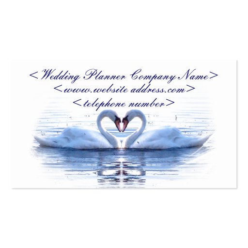 Coeur de wedding planner de cygnes cartes de visite professionnelles