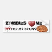 coeur de zombis je pour mes cerveaux autocollant pour voiture