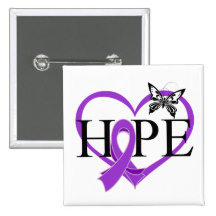 Coeur Décor de papillon d'espoir de Cancer pancréa Badge Avec Épingle