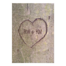 Coeur découpé dans la carte- de réponse de l'arbre cartons d'invitation