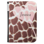 Coeur d'impression de girafe étui kindle