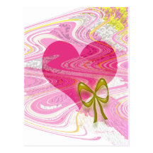 Coeur et arc abstraits roses cartes postales
