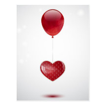 Coeur et ballon carte postale