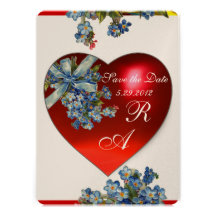 COEUR et champagne ROUGES de bleu de MONOGRAMME de Faire-parts