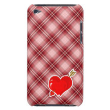 Coeur et flèche rouges de cupidon de plaid étuis iPod touch