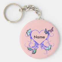 Coeur et papillon porte-clef
