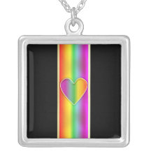 Coeur formel d'arc-en-ciel collier personnalisé