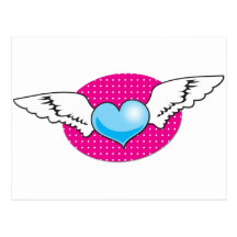 coeur génial mignon de rockabilly avec des ailes carte postale