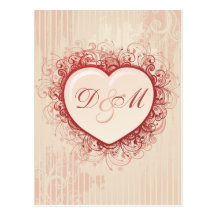 Coeur grunge rose carte postale