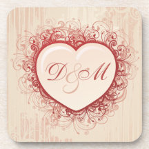 Coeur grunge rose sous-bock