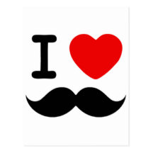 Coeur I/moustaches/moustaches d'amour Cartes Postales