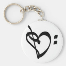 Coeur Keychain de clef de musique Porte-clefs