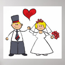 Coeur mignon d'amour de marié de jeune mariée de c poster