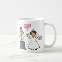 Coeur mignon d'amour de marié de jeune mariée de c tasses à café