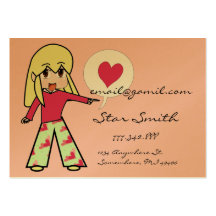 Coeur mignon de Chibi - cheveux jaunes - Cartes De Visite Personnelles