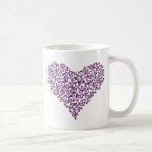 Coeur pourpre de dentelle tasses