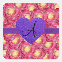 Coeur pourpre de scintillement de rose de rose de  adhésifs
