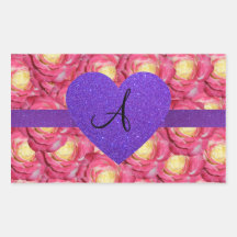 Coeur pourpre de scintillement de rose de rose de  autocollants
