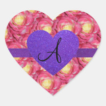 Coeur pourpre de scintillement de rose de rose de  autocollant