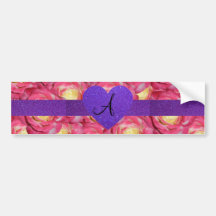 Coeur pourpre de scintillement de rose de rose de  autocollants pour voiture