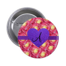 Coeur pourpre de scintillement de rose de rose de  badges