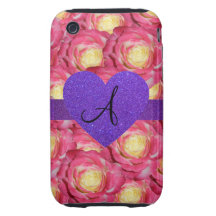 Coeur pourpre de scintillement de rose de rose de  coque iPhone 3 tough 
