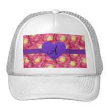 Coeur pourpre de scintillement de rose de rose de  casquettes de camionneur