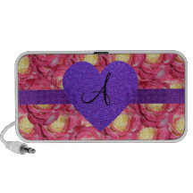 Coeur pourpre de scintillement de rose de rose de  haut-parleur ordinateur portable