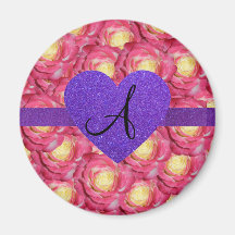 Coeur pourpre de scintillement de rose de rose de  aimants